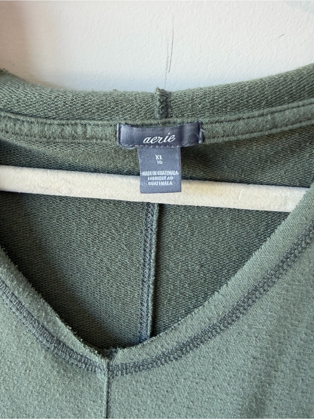 Aerie Olive Green SOFT Drawstring Tie-Bottom Long Sleeve Hoodie - Picture 2 of 6